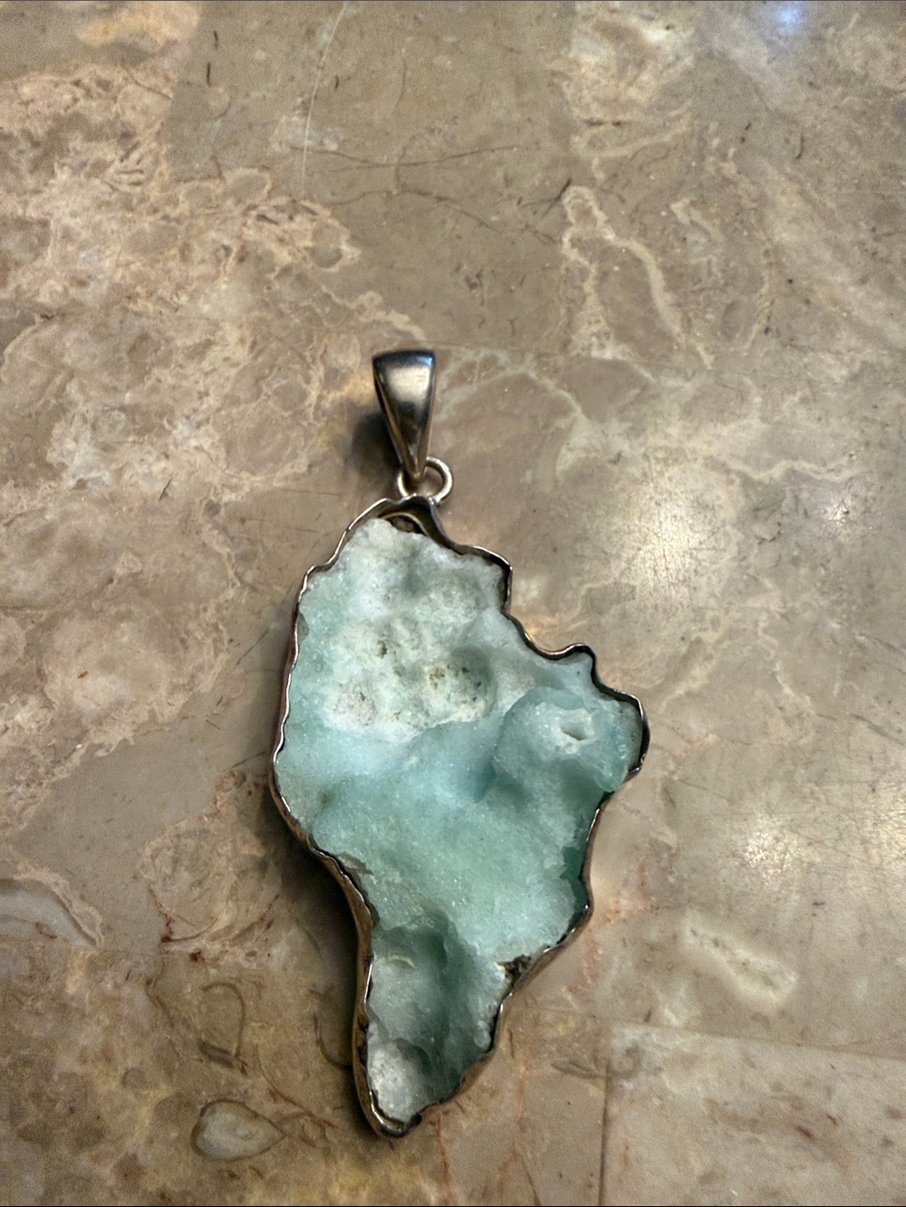 NWOT Charles Albert fine Sterling silver Larimar  stone, abstract pendant